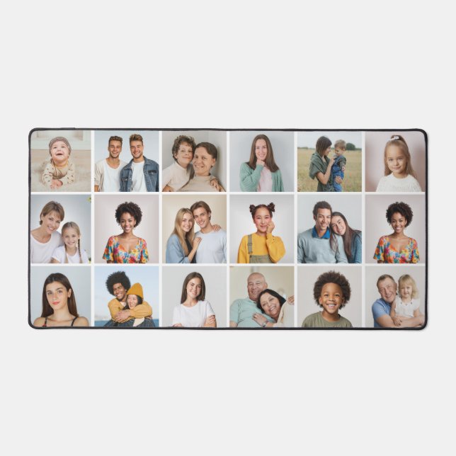 Create Your Own 18 Photo Collage Editable Colour Desk Mat (Front)