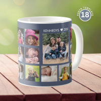 Create Your Own 18 Photo Collage Family Name Blue