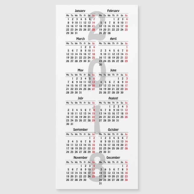 Create your own 2018 calendar magnetic card (Front)