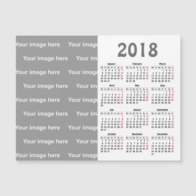 Create your own 2018 calendar magnetic card (Front)