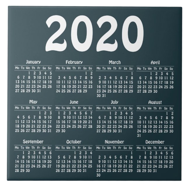 Create your own 2020 calendar ceramic tile (Front)