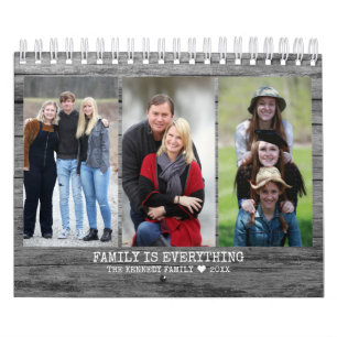 Create Your Own 2021 Family Photo Rustic Wood Calendar
