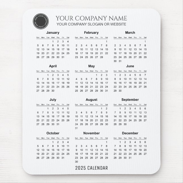 Create Your Own 2025 Company Calendar | Mousepad (Front)