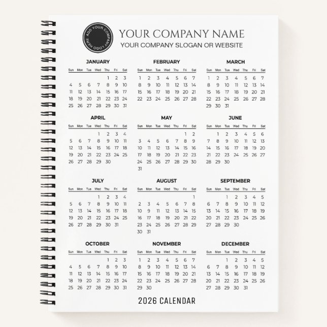 Create Your Own 2026 Company Calendar |  Notebook (Front)
