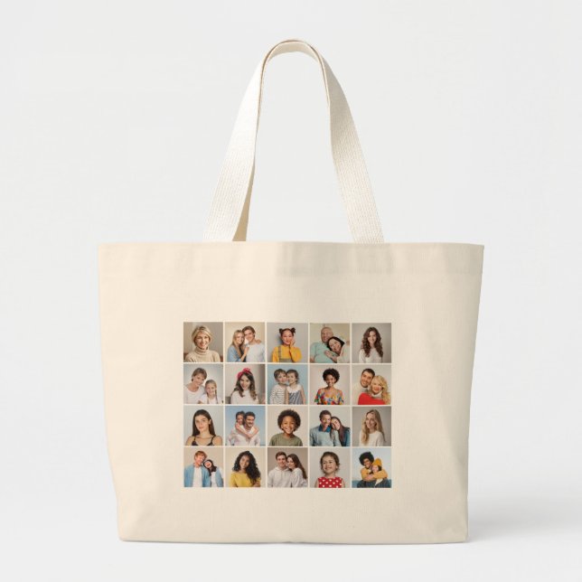 Create Your Own 20 Photo Collage Large Tote Bag (Front)