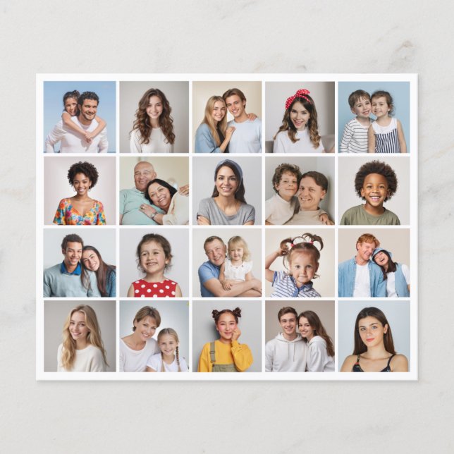 Create Your Own 20 Photo Collage Paper Sheet/Flyer (Front)