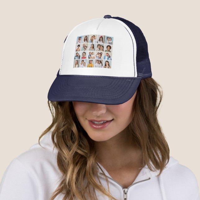 Create Your Own 20 Photo Collage Trucker Hat (In Situ)