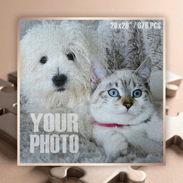 Create Your Own 20x20”/676 Pieces Custom Pet Photo Jigsaw Puzzle (Custom Photo Puzzle - 20x20" / 676 Pieces)