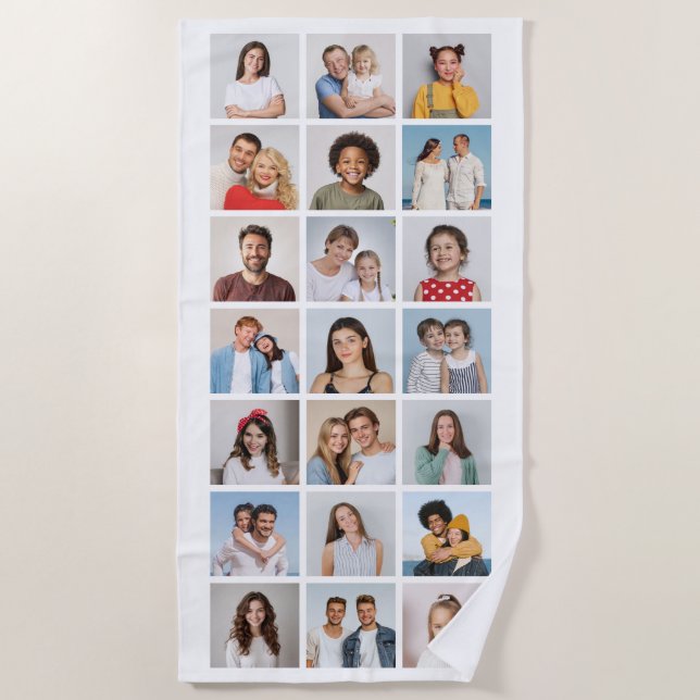 Create Your Own 21 Photo Collage  Beach Towel (Front)