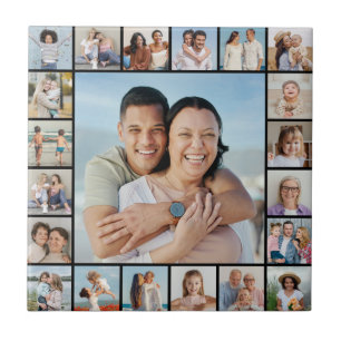 Create Your Own 21 Photo Collage Editable Color Ceramic Tile