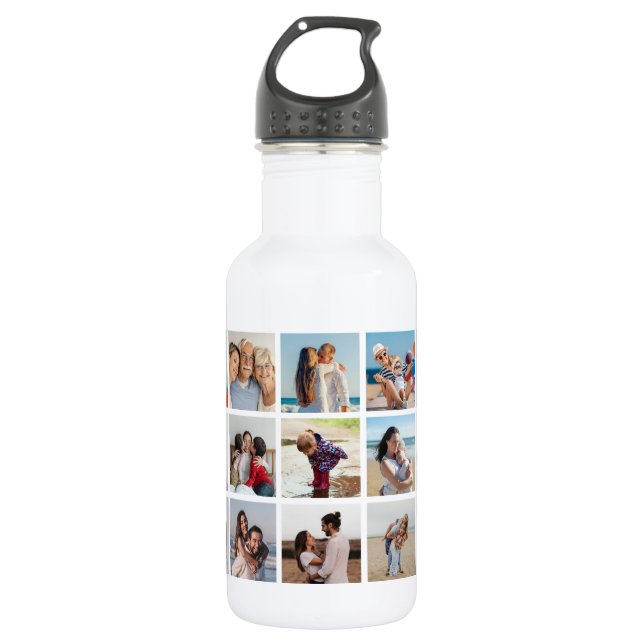 Create Your Own 21 Photo Collage Editable Colour 532 Ml Water Bottle (Front)
