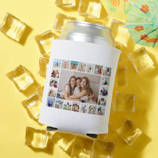 Create Your Own 21 Photo Collage Editable Colour Can Cooler (In Situ Summer)
