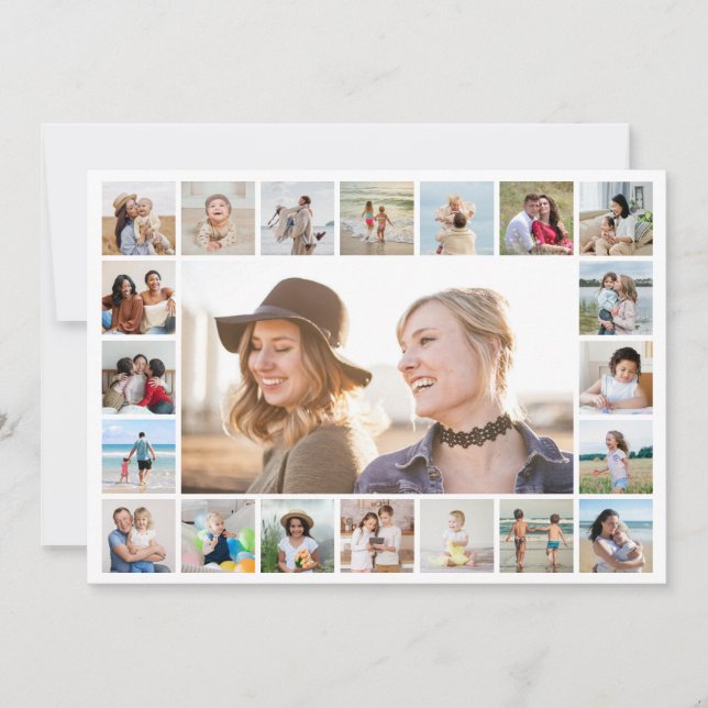 Create Your Own 21 Photo Collage Editable Colour Card (Front)