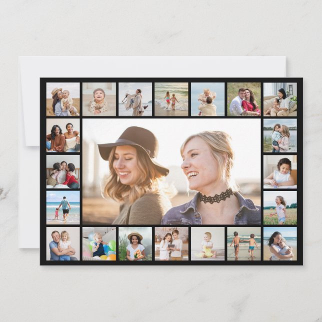 Create Your Own 21 Photo Collage Editable Colour Card (Front)