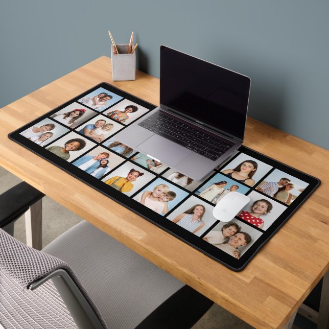 Create Your Own 21 Photo Collage Editable Colour Desk Mat (Office 2)