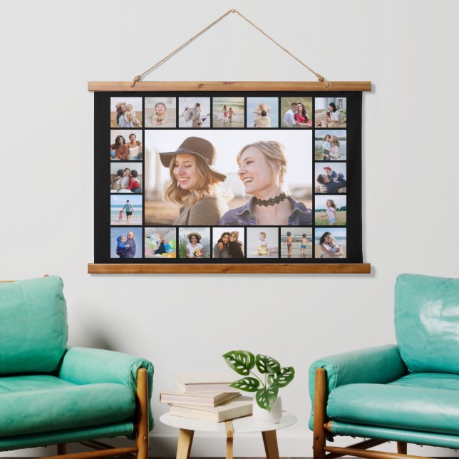 Create Your Own 21 Photo Collage Editable Colour  Hanging Tapestry (Living Room)