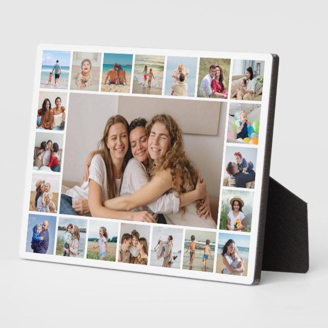 Create Your Own 21 Photo Collage Editable Colour Plaque (Side)