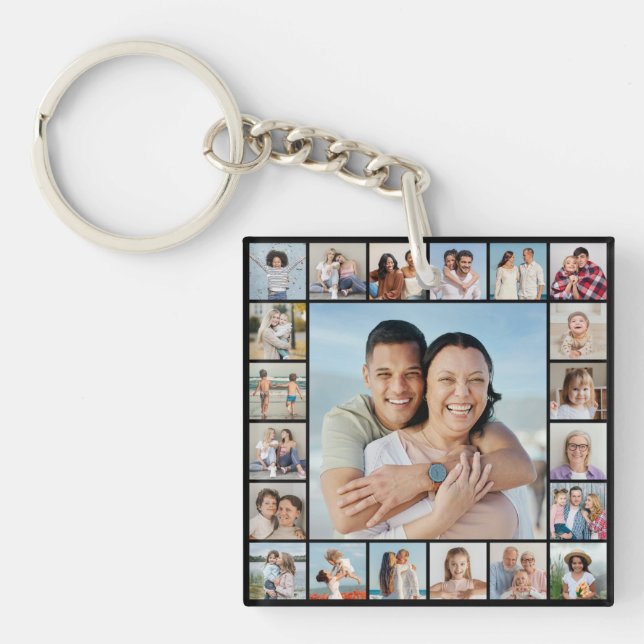 Create Your Own 21 Photo Collage Key Ring (Front)