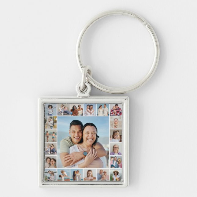 Create Your Own 21 Photo Collage Key Ring (Front)