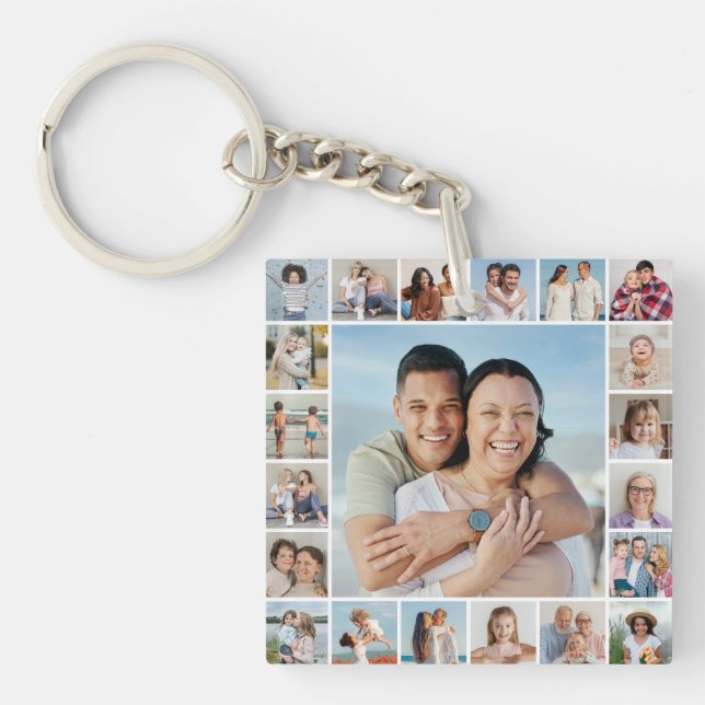Create Your Own 21 Photo Collage Key Ring (Front)