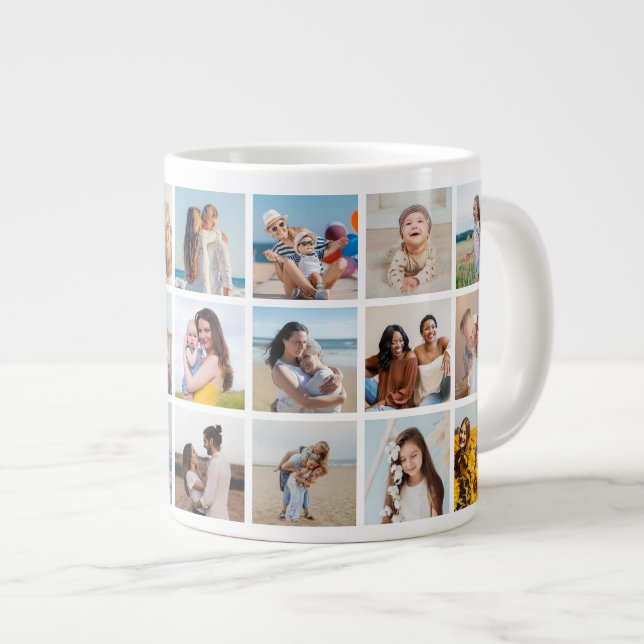 Create Your Own 21 Photo Collage  Large Coffee Mug (Front Right)