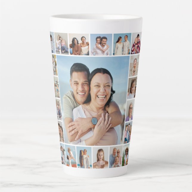 Create Your Own 21 Photo Collage Latte Mug (Front)