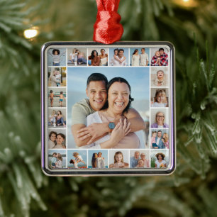 Create Your Own 21 Photo Collage Metal Ornament