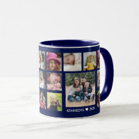 Create Your Own 22 Photo Collage Family Name Blue
