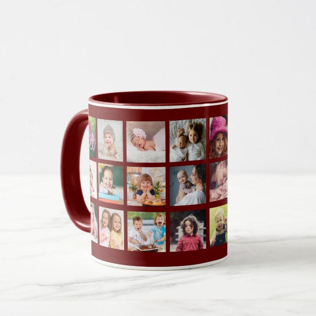 Create Your Own 22 Photo Collage Family Name   Mug (Front Left)