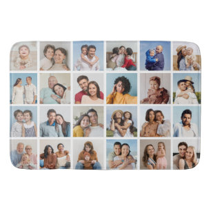Create Your Own 24 Photo Collage Editable Colour Bath Mat