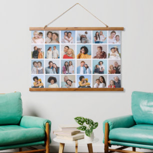 Create Your Own 24 Photo Collage Editable Colour  Hanging Tapestry