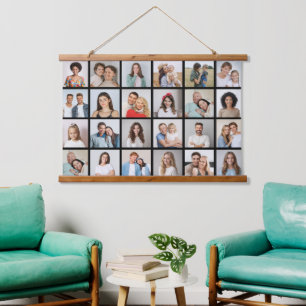Create Your Own 24 Photo Collage Editable Colour  Hanging Tapestry