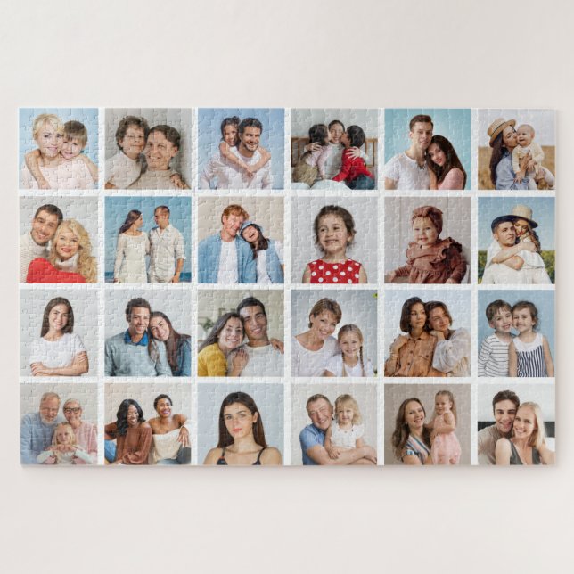Create Your Own 24 Photo Collage Editable Colour Jigsaw Puzzle (Horizontal)