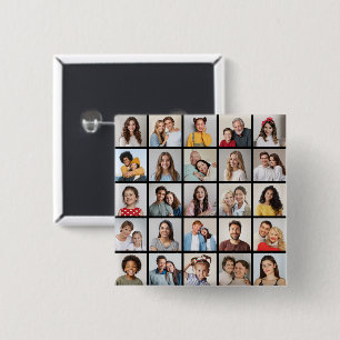 Create Your Own 25 Photo Collage 15 Cm Square Badge