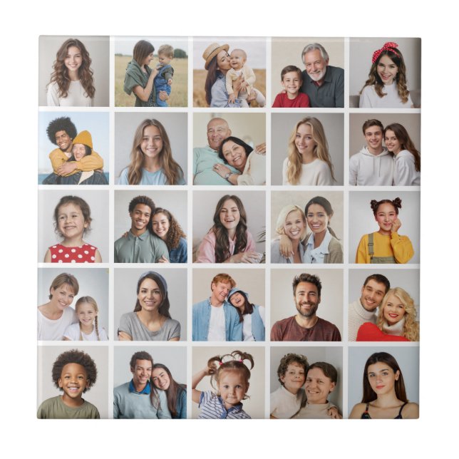 Create Your Own 25 Photo Collage Ceramic Tile (Front)