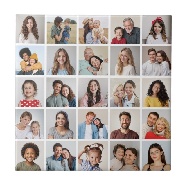Create Your Own 25 Photo Collage Ceramic Tile (Front)