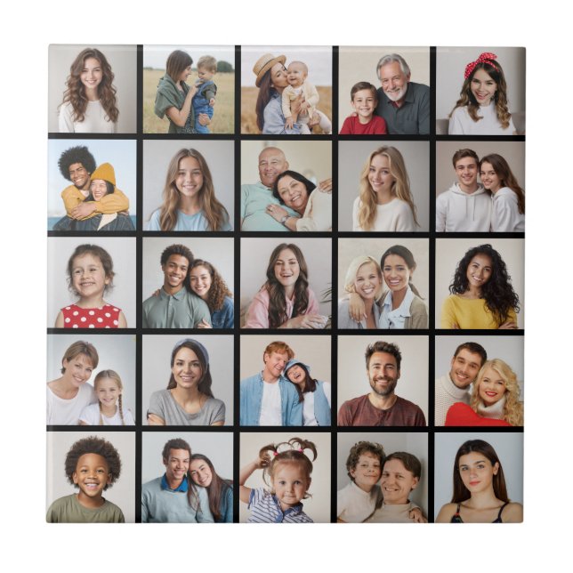 Create Your Own 25 Photo Collage Ceramic Tile (Front)
