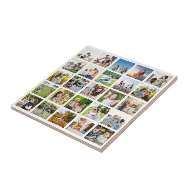 Create Your Own 25 Photo Collage Editable Ceramic Tile (Side)