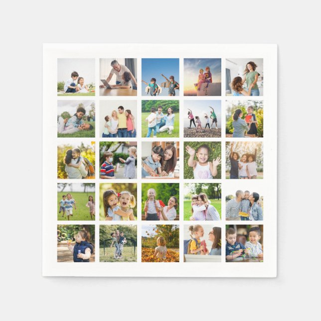 Create Your Own 25 Photo Collage Editable Napkin (Front)
