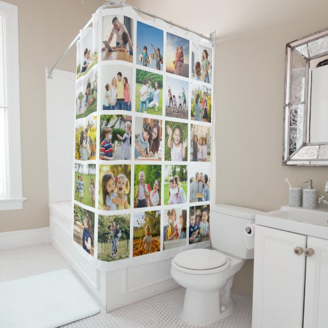 Create Your Own 25 Photo Collage Editable Shower Curtain (In Situ)