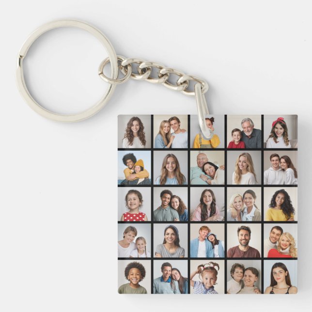 Create Your Own 25 Photo Collage Key Ring (Front)