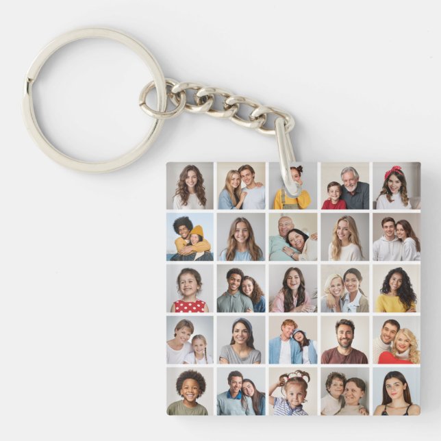 Create Your Own 25 Photo Collage Key Ring (Front)