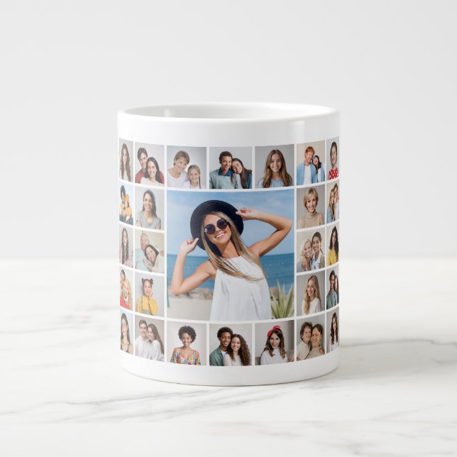 Create Your Own 27 Photo Collage Large Coffee Mug (Front)