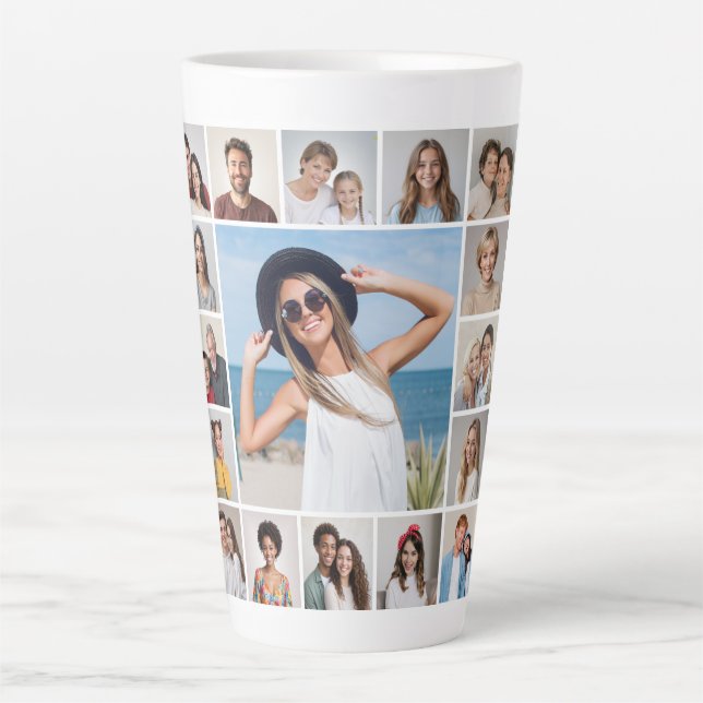 Create Your Own 27 Photo Collage Latte Mug (Front)