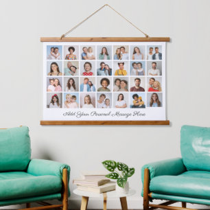 Create Your Own 28 Photo Collage Add Your Greeting Hanging Tapestry