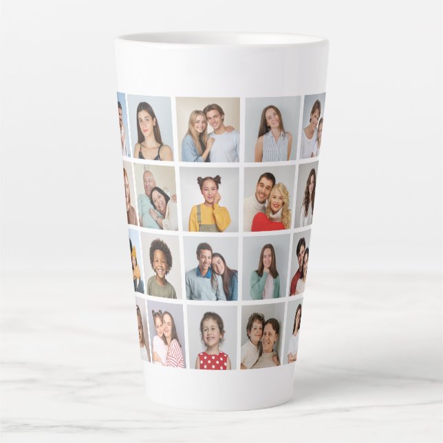 Create Your Own 28 Photo Collage Latte Mug (Front)