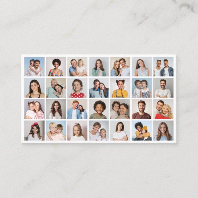 Create Your Own 28 Photo Collage Pack of 100 Business Card (Front)