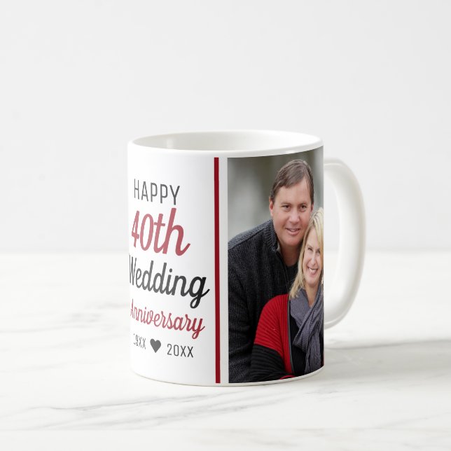 Create Your Own 2 Photo 40th Wedding Anniversary   Coffee Mug (Front Right)