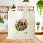 Create Your Own 2 Photo Tote Bag<br><div class="desc">Create your own custom photo tote bag. This tote features two of your favourite pictures in a circle shaped watercolor brush stroke frame and personalised text for any occasion. A great gift for family and friends or your own photo memory keepsake.</div>