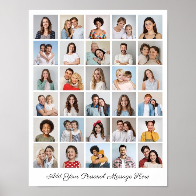 Create Your Own 30 Photo Collage Add Your Greeting Poster (Front)
